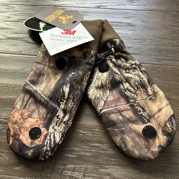 Mossy Oak Hot Shot 3M Thinsulate insulated camo, fingerless,fleece lined mittens - Picture 1 of 9